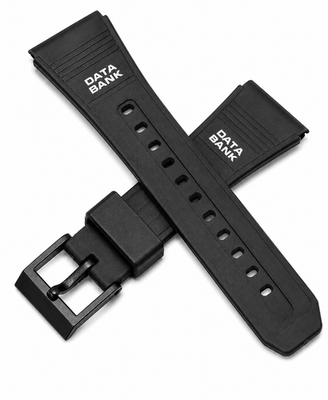 22mm Black Resin Watch Strap for Casio Data Bank Sports Watches - Replacement
