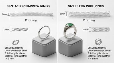 Ring Size Adjuster Reducer Clear Spiral Coil 3mm & 5mm 10cm Invisible UK