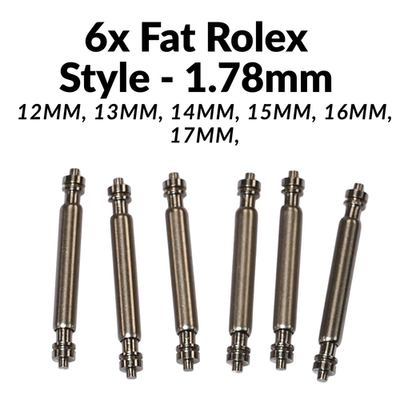 6x Fat Rolex Style Spring Bars 1.78mm Shouldered Double Flange 12-17mm Steel UK