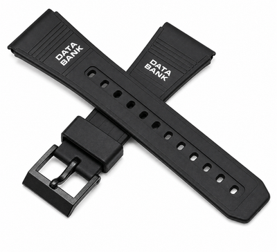 22mm Black Resin Watch Strap for Casio Data Bank Sports Watches - Replacement
