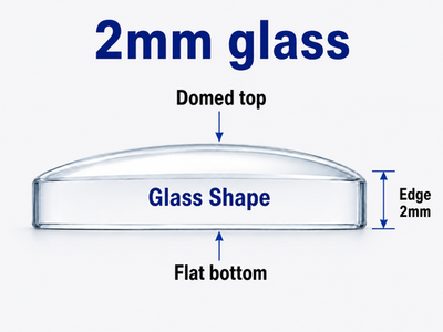 2mm  Flat Bottom Domed Mineral Watch Crystal 20-50mm Repair Glass Replacement