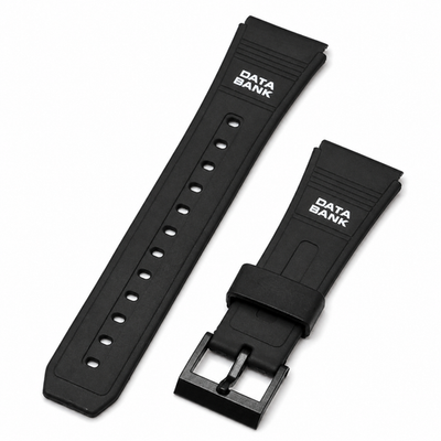 22mm Black Resin Watch Strap for Casio Data Bank Sports Watches - Replacement