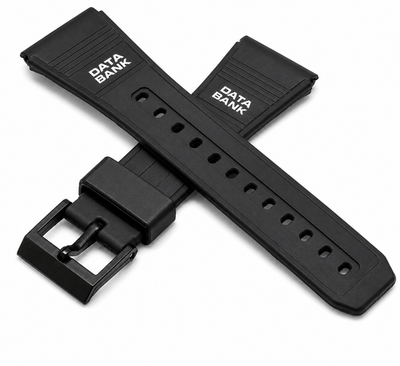 22mm Black Resin Watch Strap for Casio Data Bank Sports Watches - Replacement