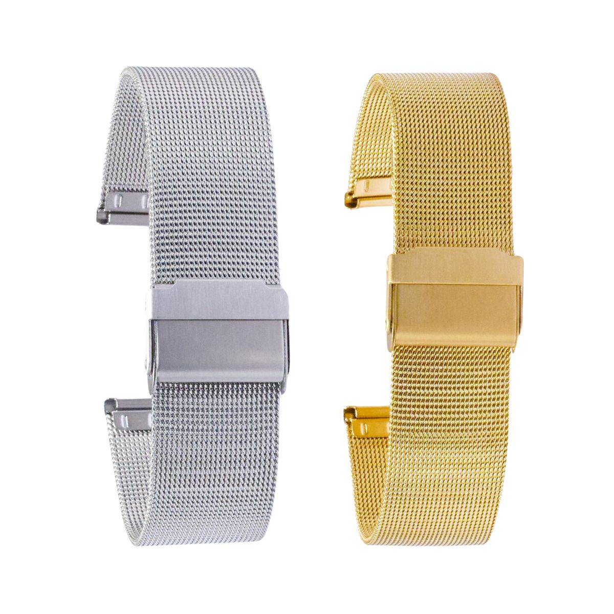 Easy Adjust Sliding Buckle Fine Mesh Watch Strap Metal Gold Plated Steel Band