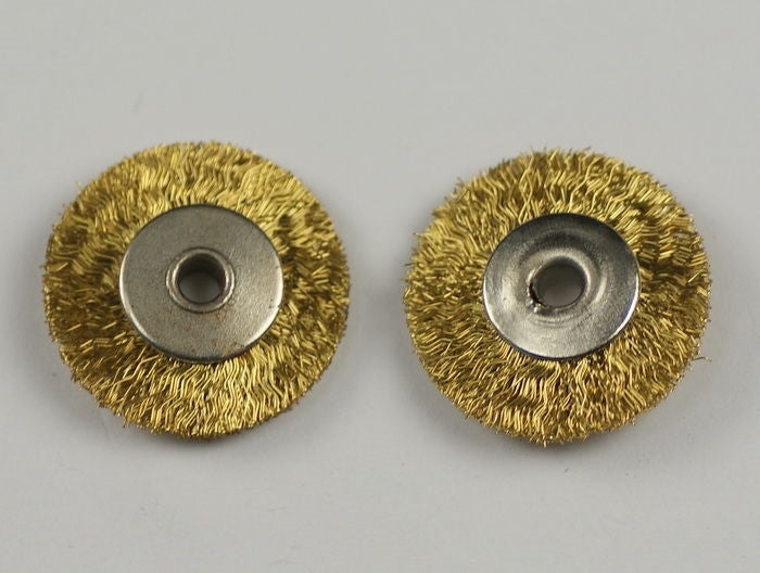 2x umounted wire brush brass dremel rotary sized polishing cleaning buffing tool