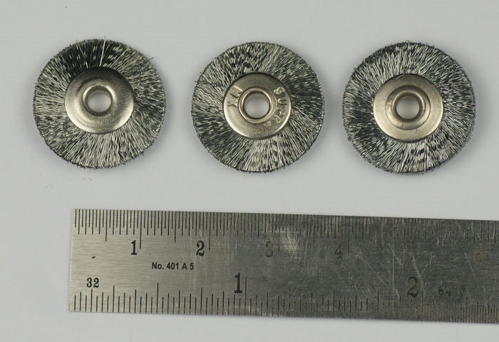 3x steel mounted wheel brush 20mm dremel rotary sized polishing cleaning buffing