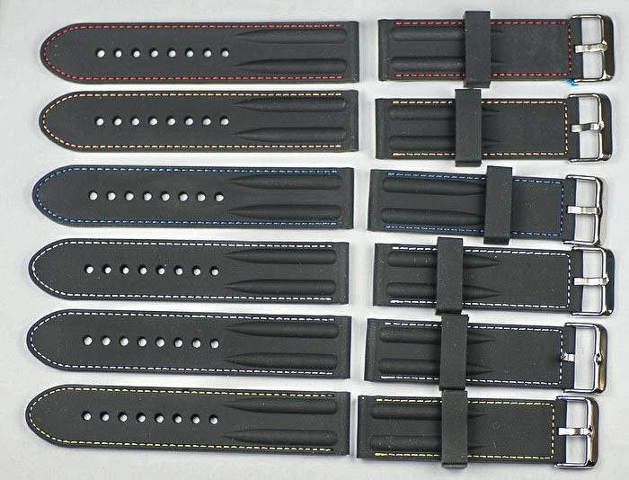 QUALITY rubber sports ribbed watch strap waterproof silicon mens 24mm 26mm diver