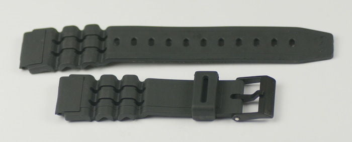 Black buckle wavy rubber resin watch strap 19mm lugs suit casio mens GOOD VALUE