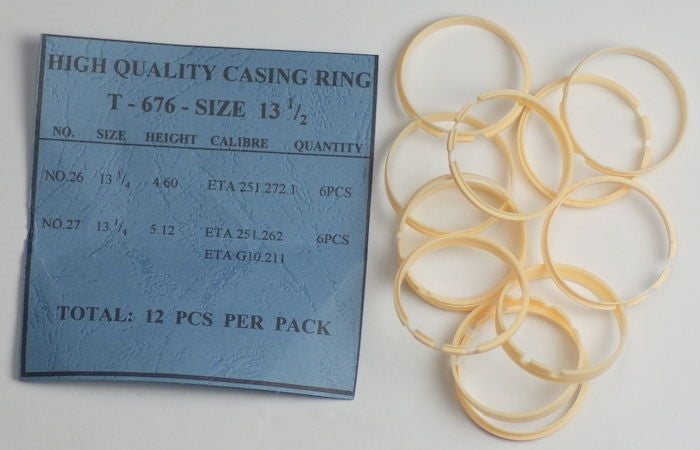 13 1/2 LIGNE ETA MOVEMENT RINGS x12 watch spacers plastic ring spares repairs
