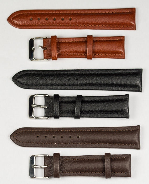 Bison genuine leather padded watch strap formal nubuck 18mm 20mm black brown tan