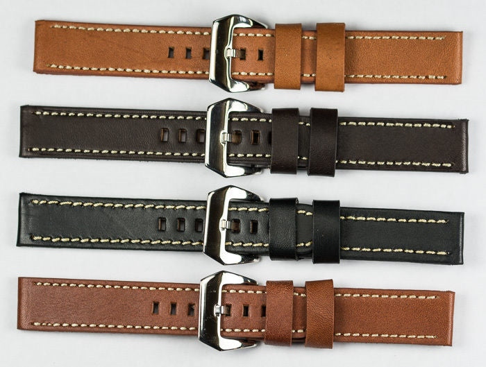 QUALITY THICK Genuine leather watch strap , brown black tan 18mm 20mm 22mm 24mm