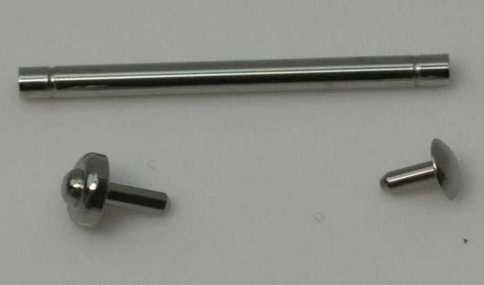 Watch strap pressure pin bars and rivet ends 1.5mm diameter friction clasp
