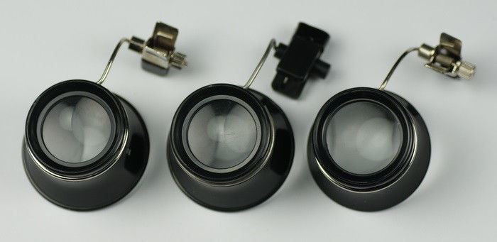 Loupe eyeglass set SPECTACLES GLASSES CLIP ON 5x 3.3x 2.5x magnifier watchmakers