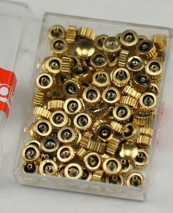 100x Watch crowns yellow gold spares repairs mixed replace part watchmakers