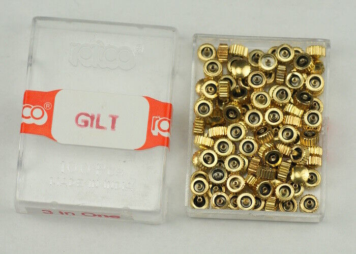 100x Watch crowns yellow gold spares repairs mixed replace part watchmakers