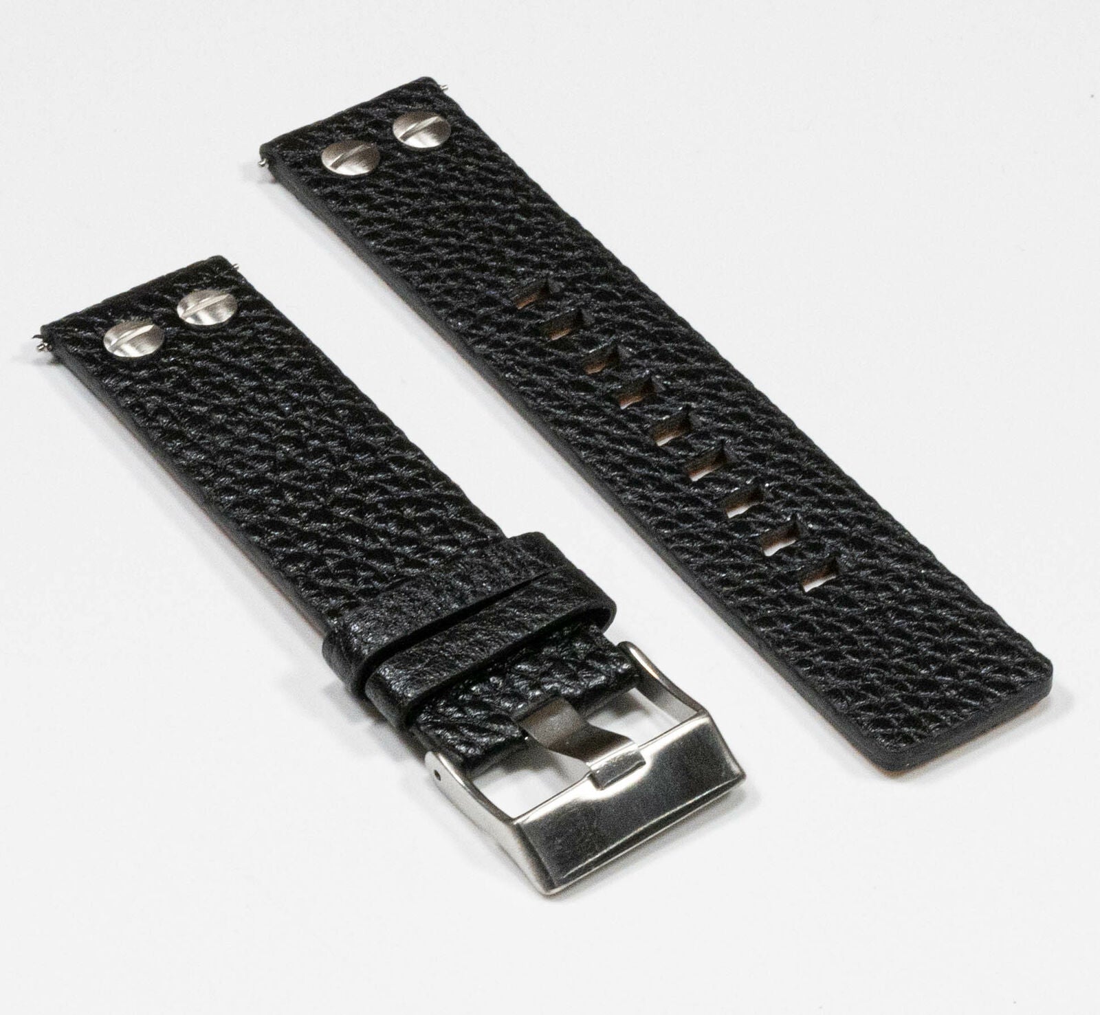 Quality Calf Leather Buffalo Grain Rivit Strap Mens Band Large 22mm 24mm 26mm