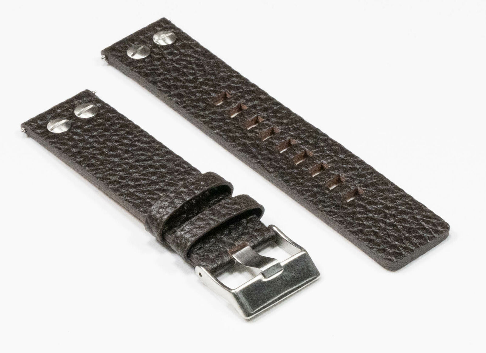 Quality Calf Leather Buffalo Grain Rivit Strap Mens Band Large 22mm 24mm 26mm