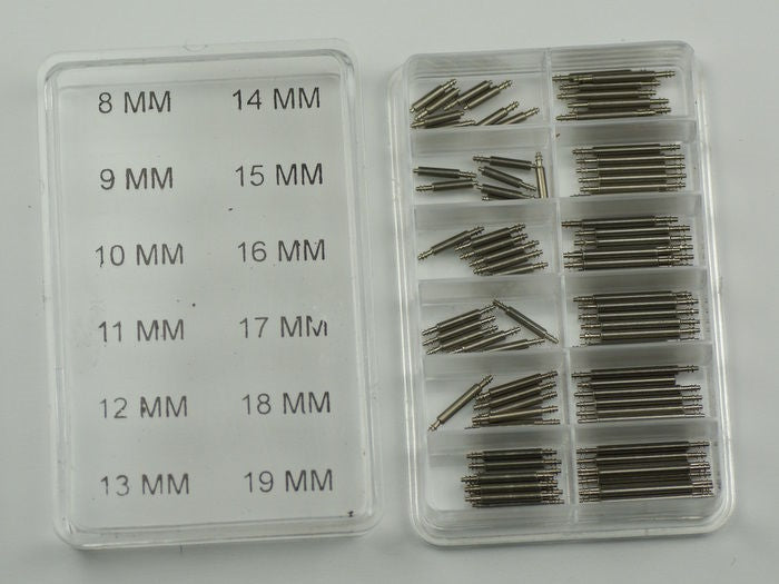 100x Small spring bars for watch straps bracelets bands 8mm - 19mm repairs parts