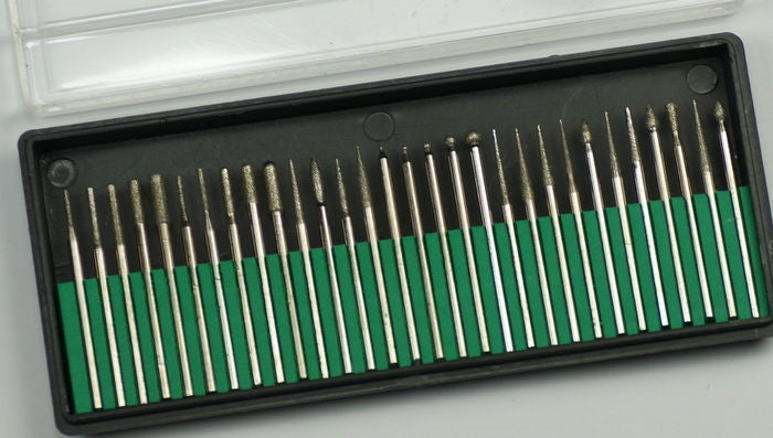 30x Set Diamond Burs Tools Fits Dremel Or Rotary Engraving Bits Micro Small Bur