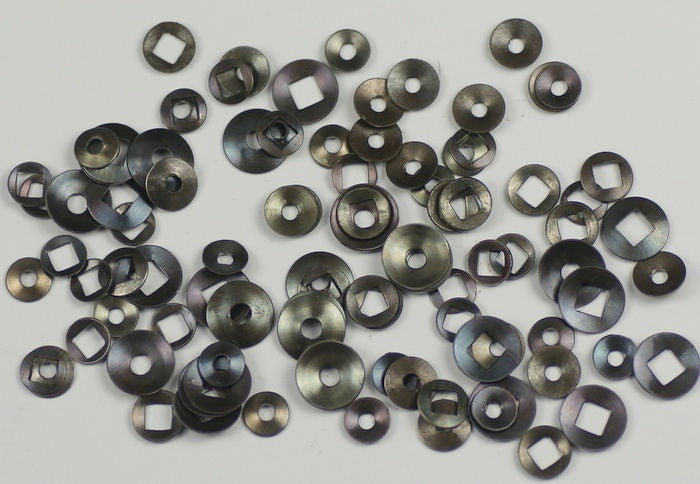 100 Domed Clock Washers Round & Square Hole Clockmakers Movements Parts Repairs