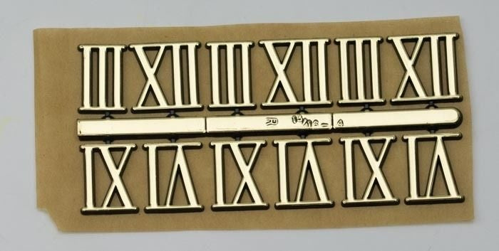 Stick on Quarter clock numbers roman numerals art craft dial sticking gold part