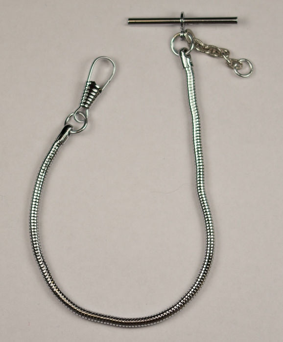 Snake chain silver colour single albert chain pocketwatch fob pocket watch t bar