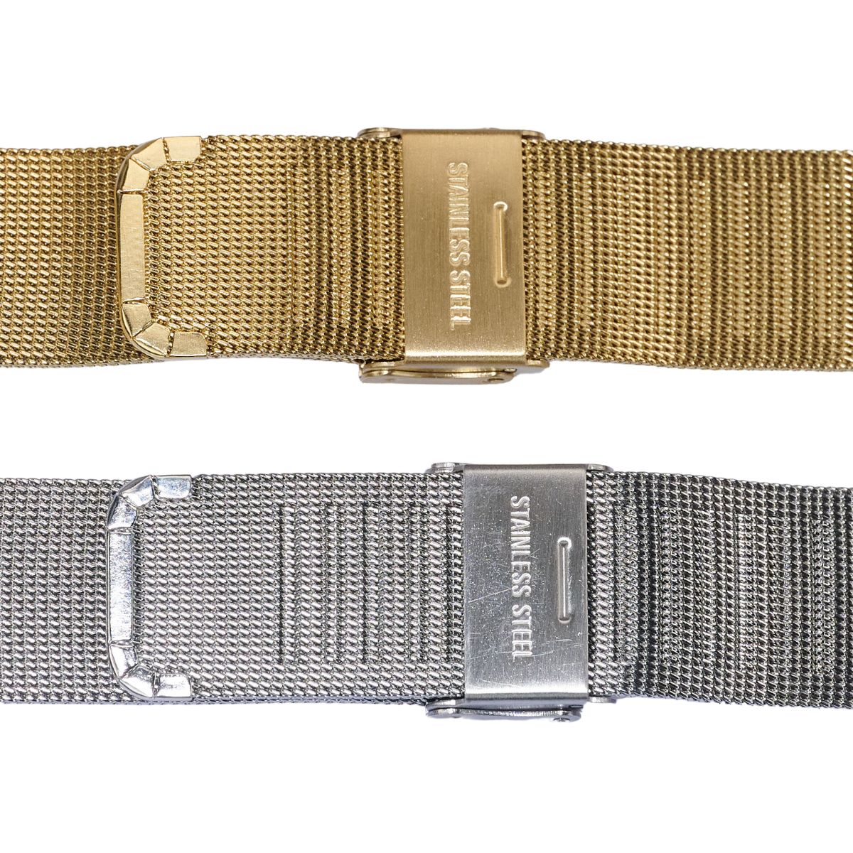 Easy Adjust Sliding Buckle Fine Mesh Watch Strap Metal Gold Plated Steel Band