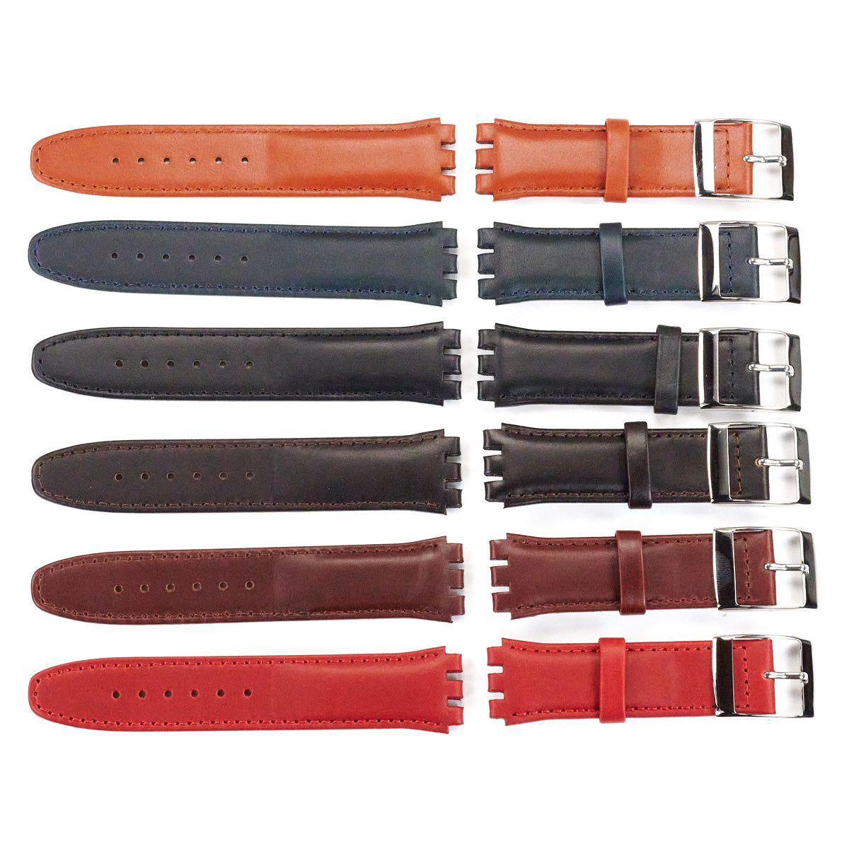Genuine Calf Leather Watch Strap For Swatch Replacement 6 Colour 17mm - 19mm New