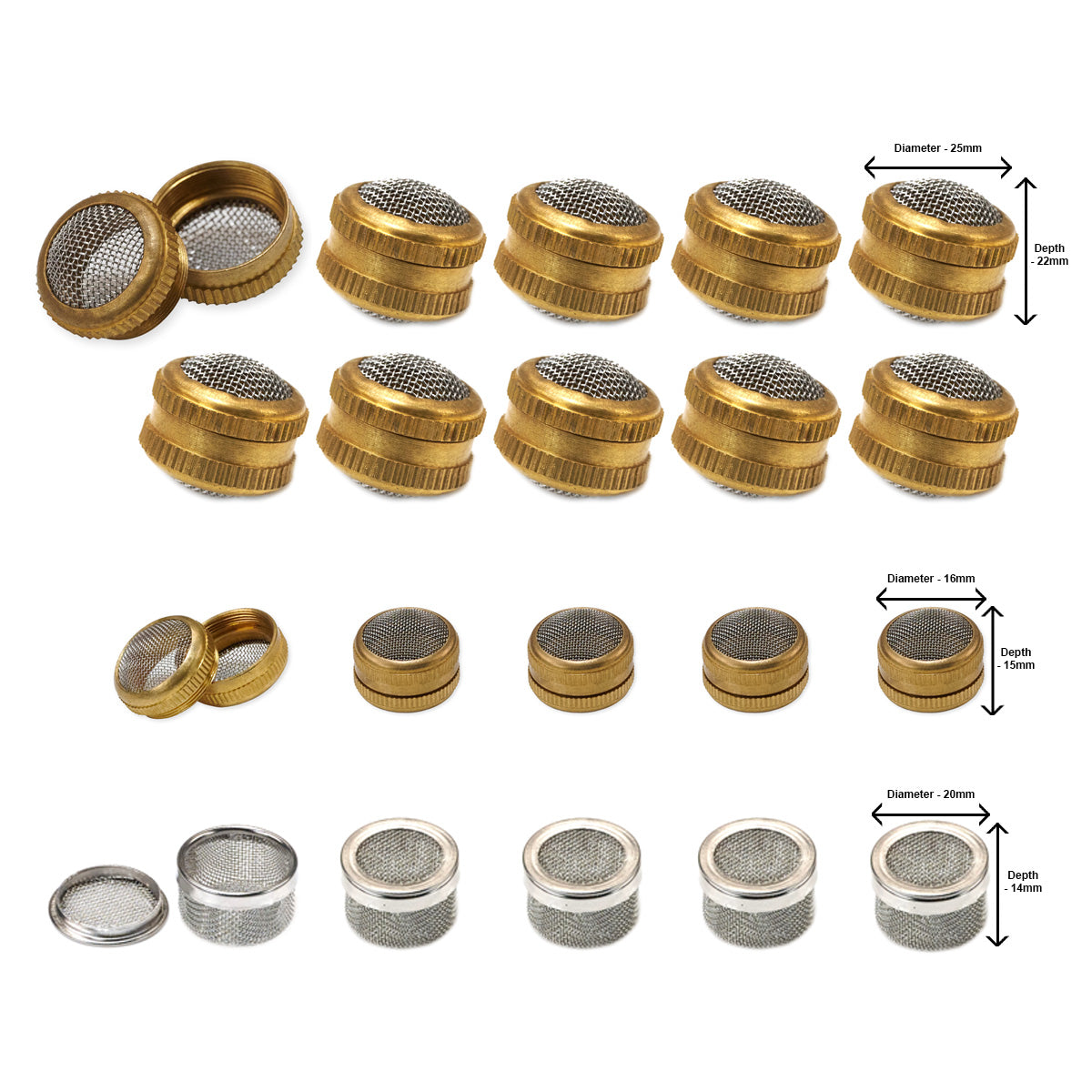 20x Brass/Steel Mesh Screw Basket Watch Tool Parts Cleaning Set 3 SIZES 17-25mm