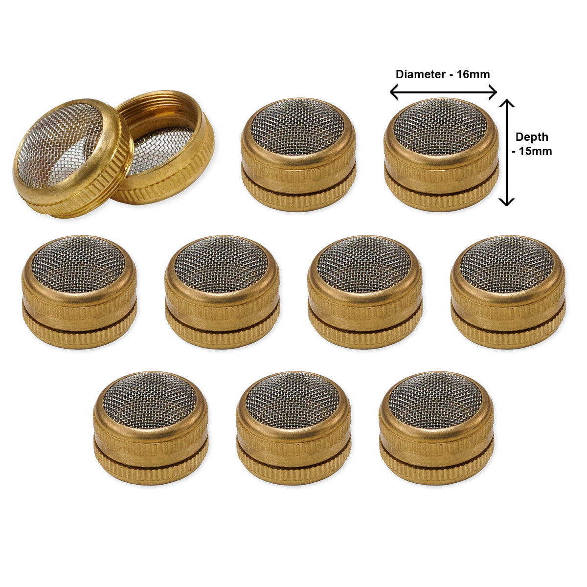 10x Small Brass/Steel Mesh Screw Basket Watch Tool Parts Cleaning Set 16mm Dia
