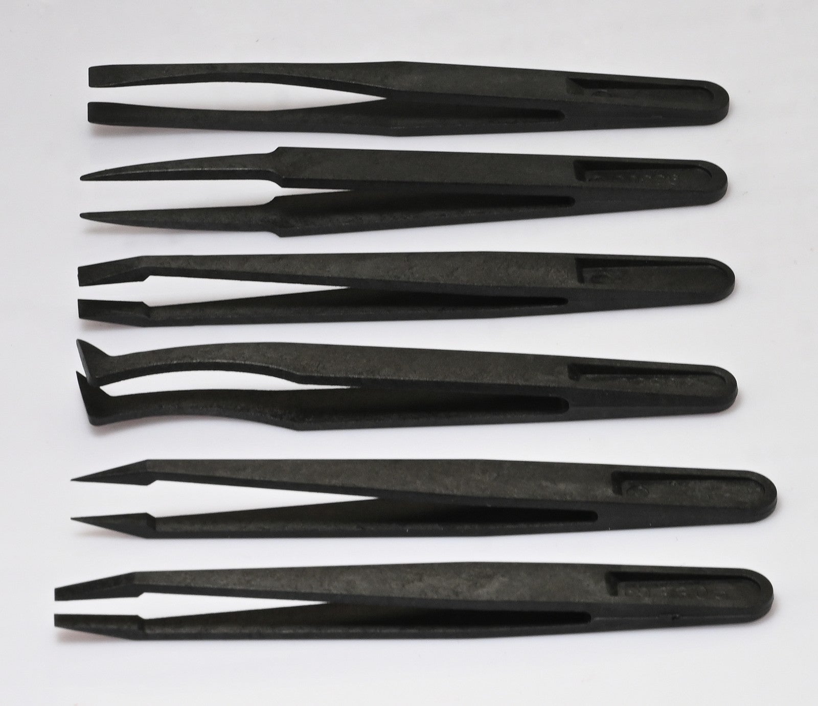 6x Carbon Fibre ESD Anti Static Tweezers Set Mixed Tips Watchmaker Electronics