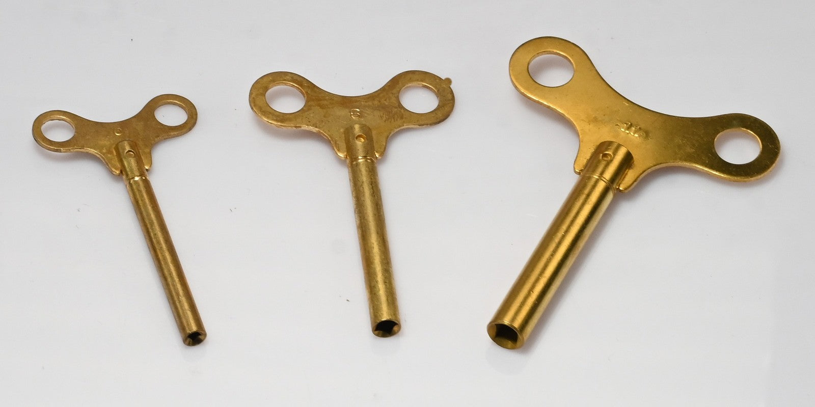 Long Shank Brass Clock Winding Crank Key - Longcase Grandfather - Size 00 to 12