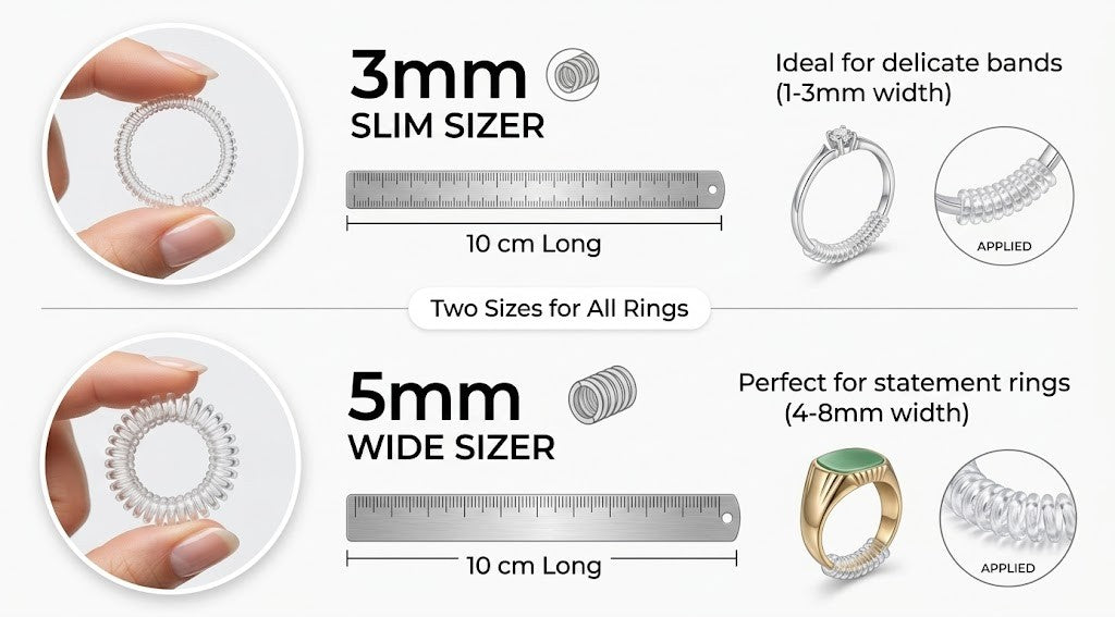 Ring Size Adjuster Reducer Clear Spiral Coil 3mm & 5mm 10cm Invisible UK