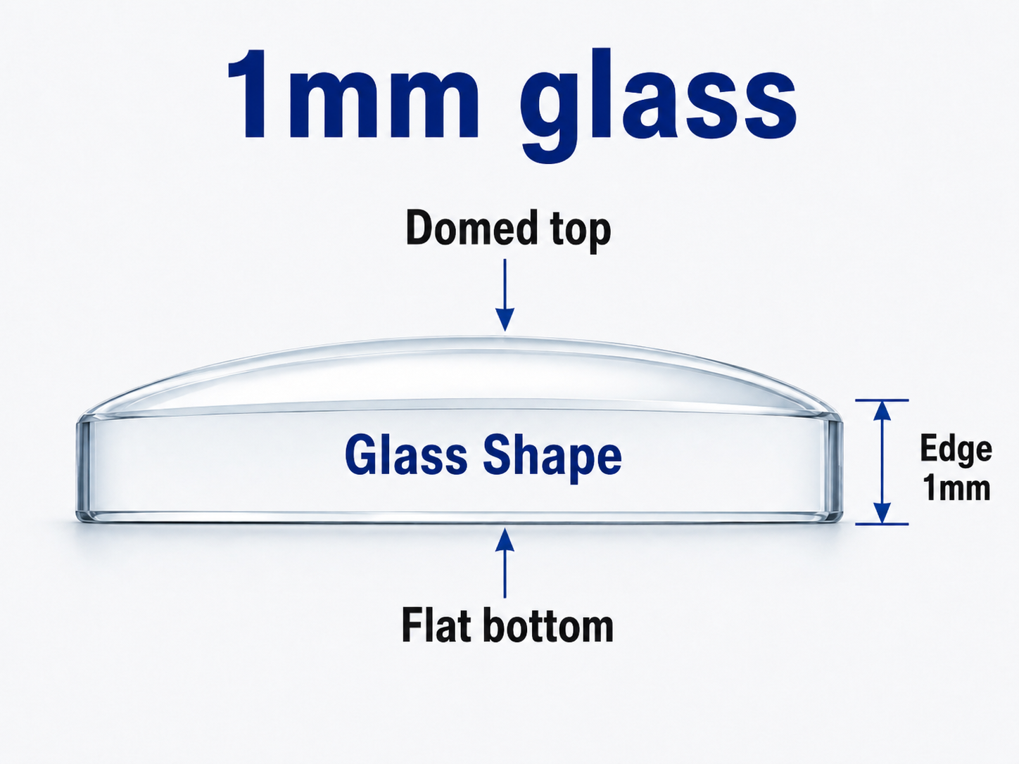 1mm Domed Mineral Watch Crystal Flat Bottom 15-50mm Repair Glass Replacement