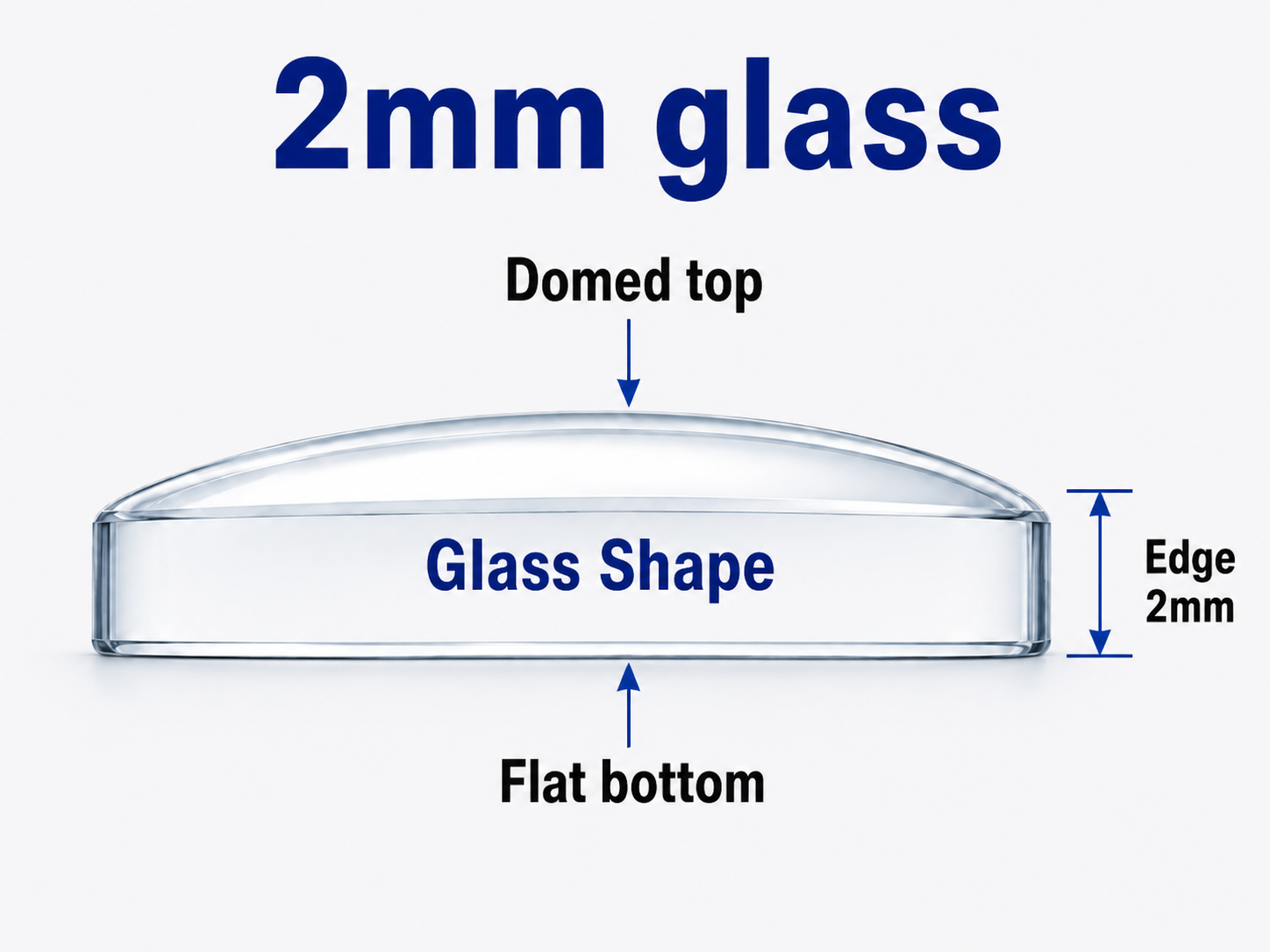 2mm  Flat Bottom Domed Mineral Watch Crystal 20-50mm Repair Glass Replacement