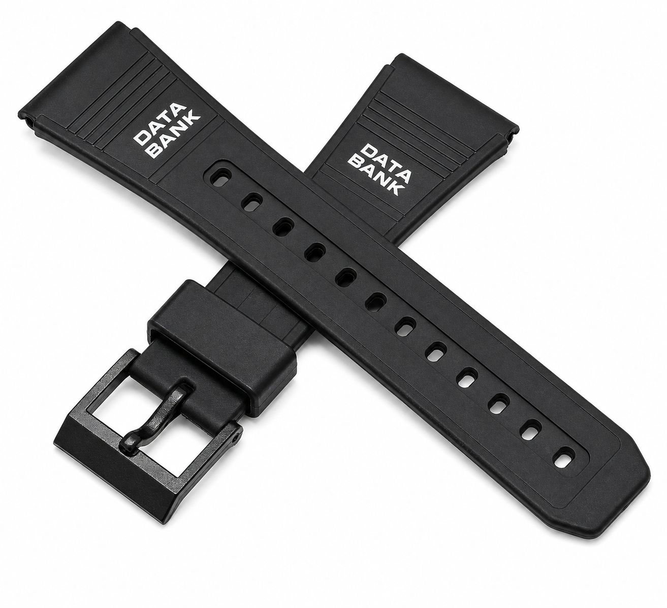 22mm Black Resin Watch Strap for Casio Data Bank Sports Watches - Replacement