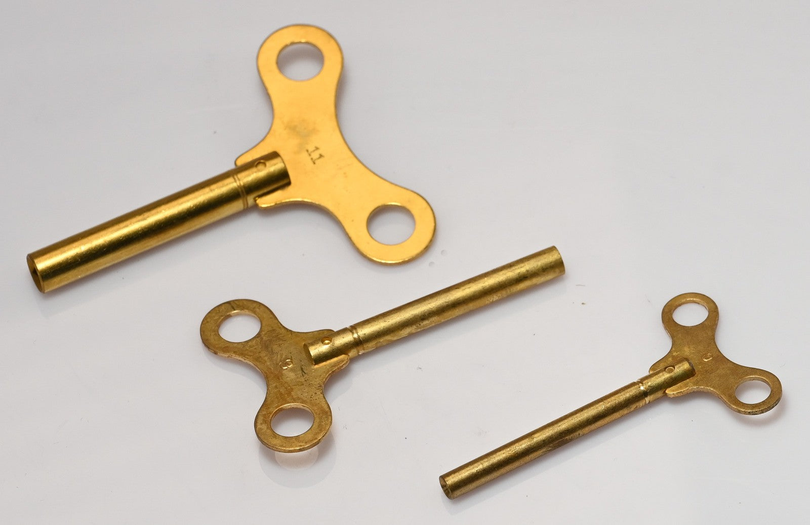 Long Shank Brass Clock Winding Crank Key - Longcase Grandfather - Size 00 to 12