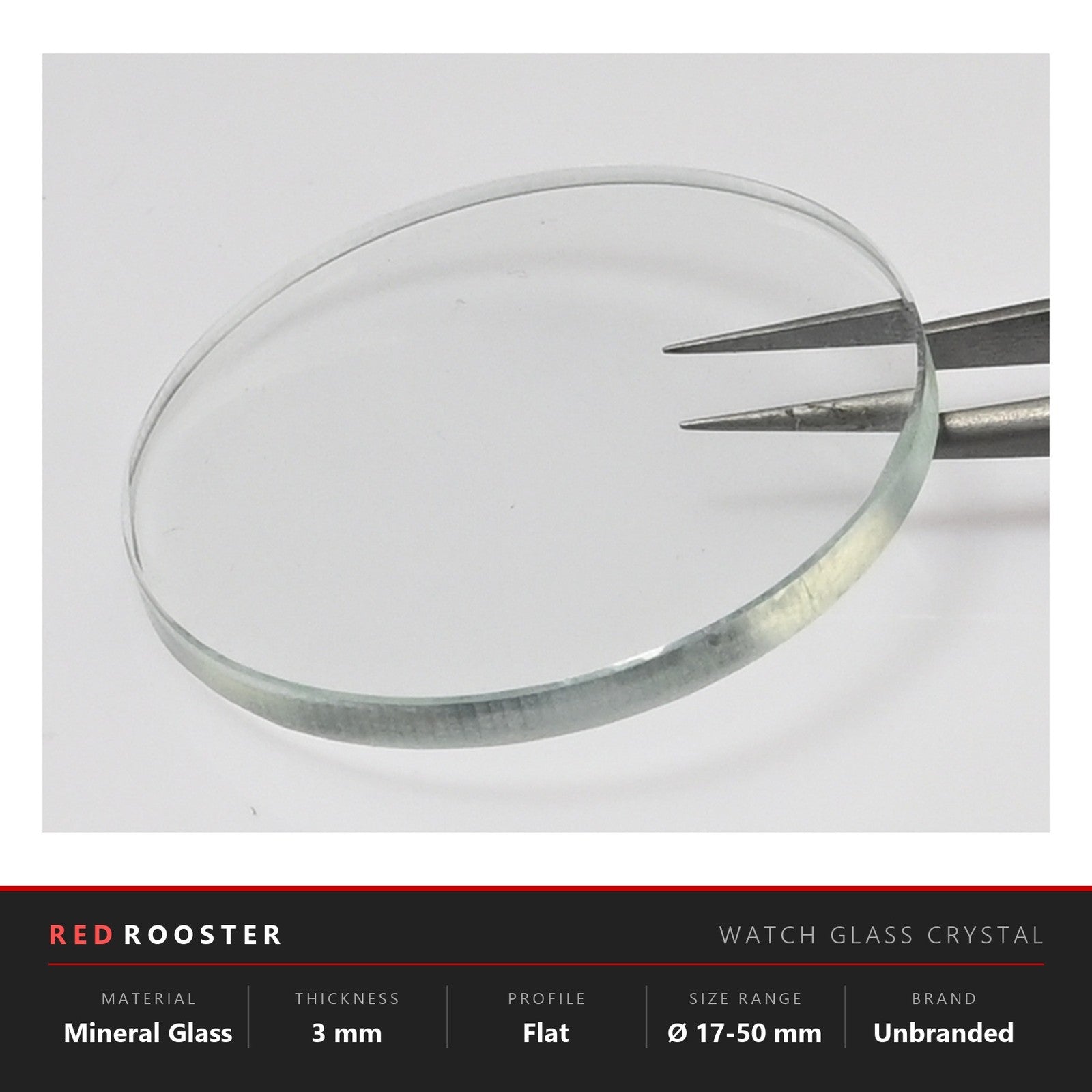 Watch Glass Crystal 3mm Replacement Flat Mineral Thick 17-50mm Select Size