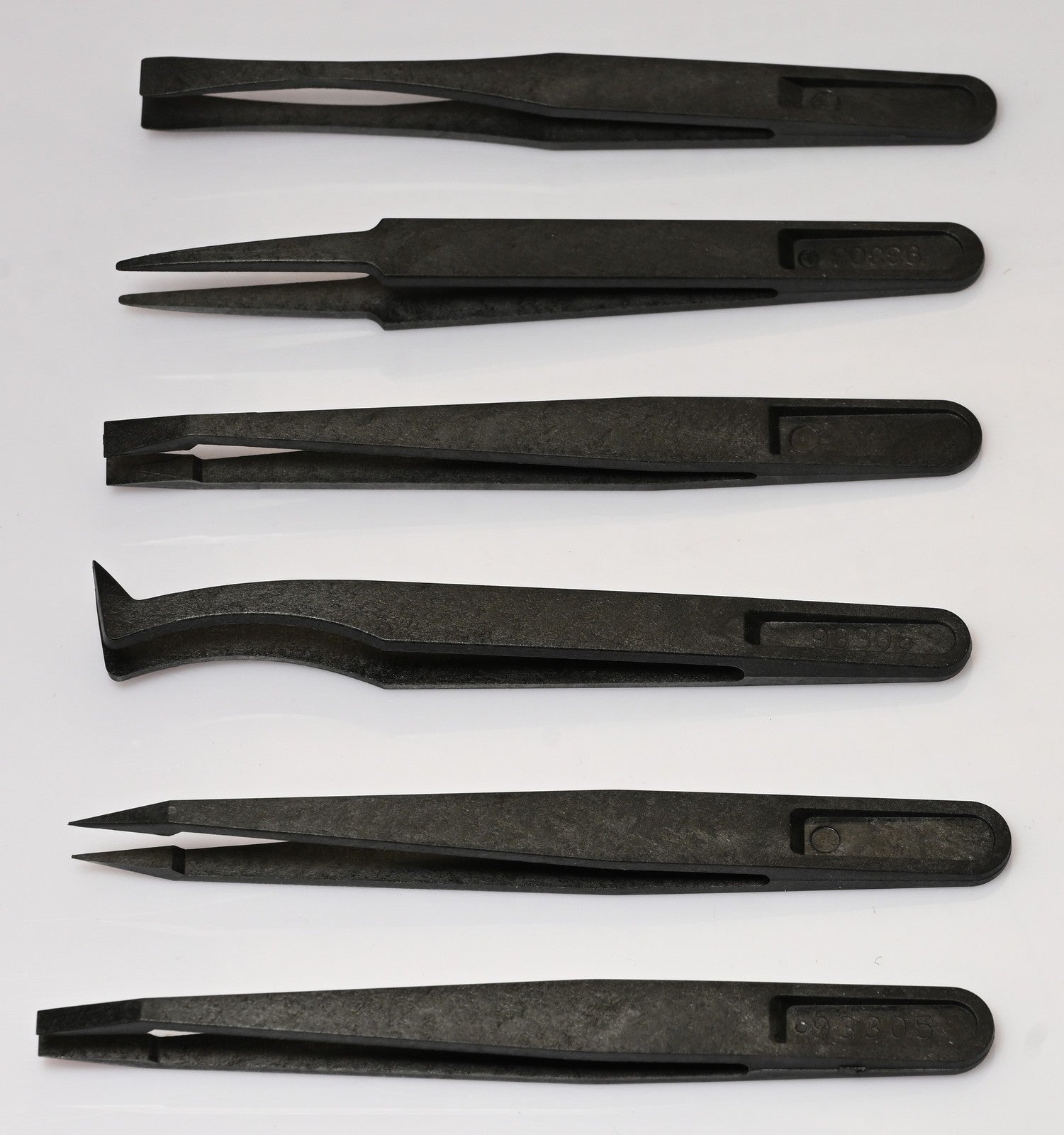 6x Carbon Fibre ESD Anti Static Tweezers Set Mixed Tips Watchmaker Electronics