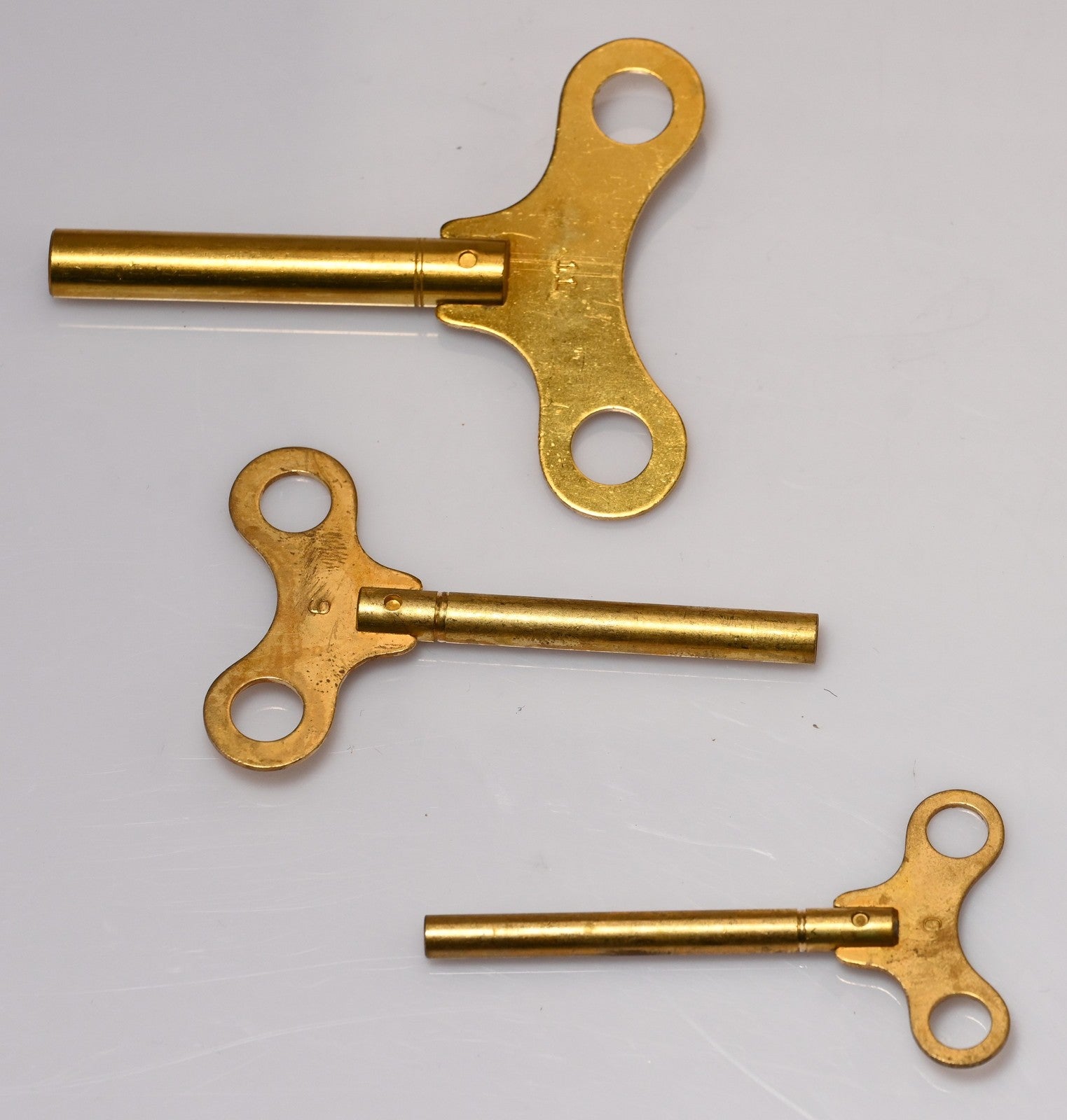 Long Shank Brass Clock Winding Crank Key - Longcase Grandfather - Size 00 to 12