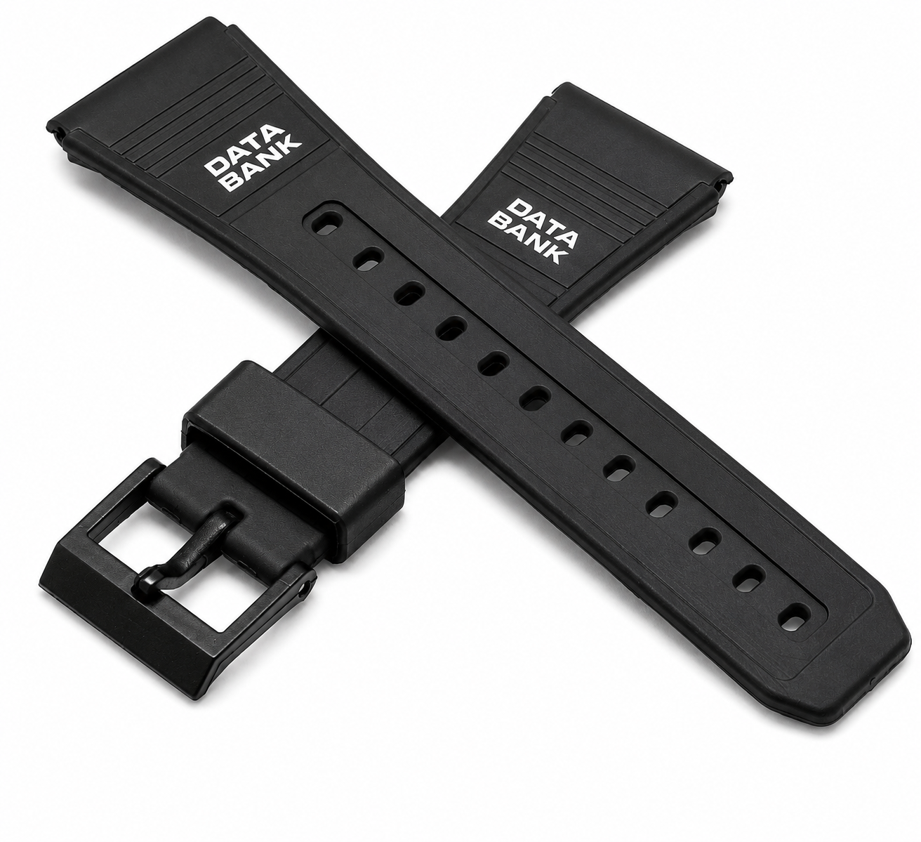22mm Black Resin Watch Strap for Casio Data Bank Sports Watches - Replacement