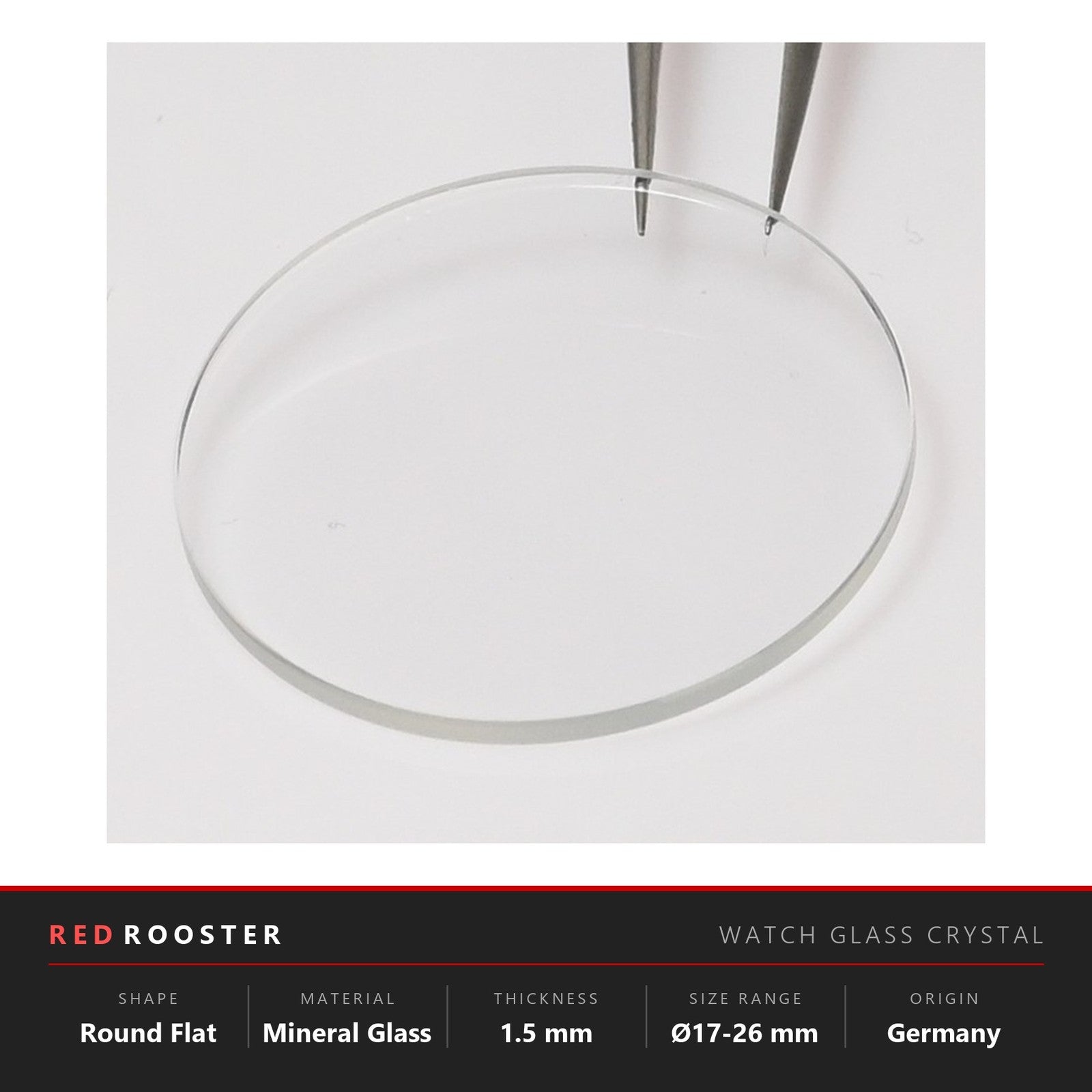Watch Glass Crystal Replacement Round Flat Mineral 1.5mm Small Sizes 17-26mm