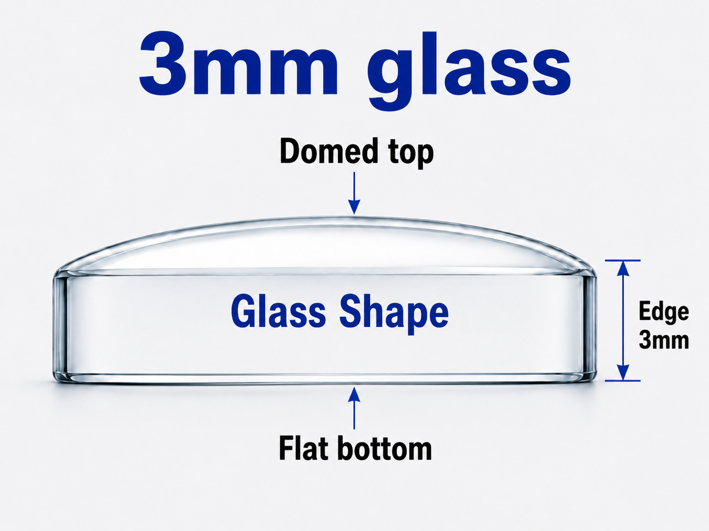 3mm Domed Mineral Flat Bottom Watch Crystal 27-50mm Repair Glass Replacement