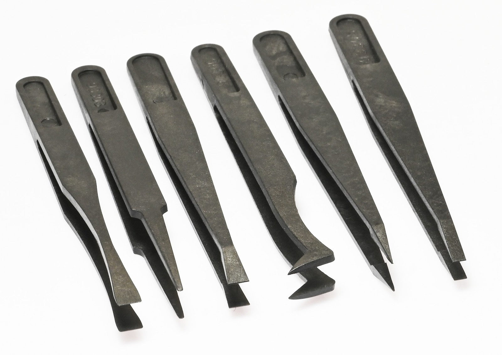 6x Carbon Fibre ESD Anti Static Tweezers Set Mixed Tips Watchmaker Electronics