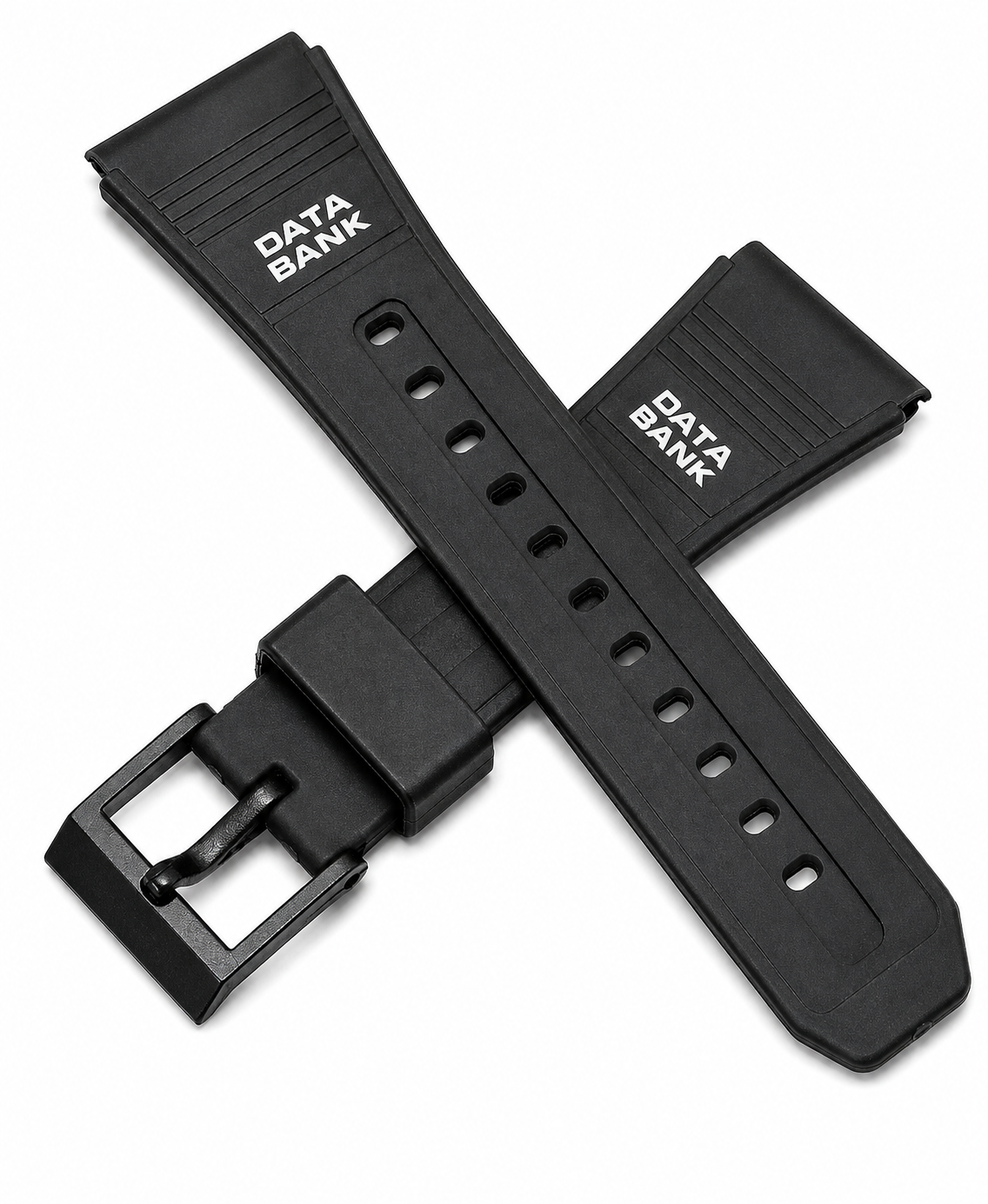 22mm Black Resin Watch Strap for Casio Data Bank Sports Watches - Replacement