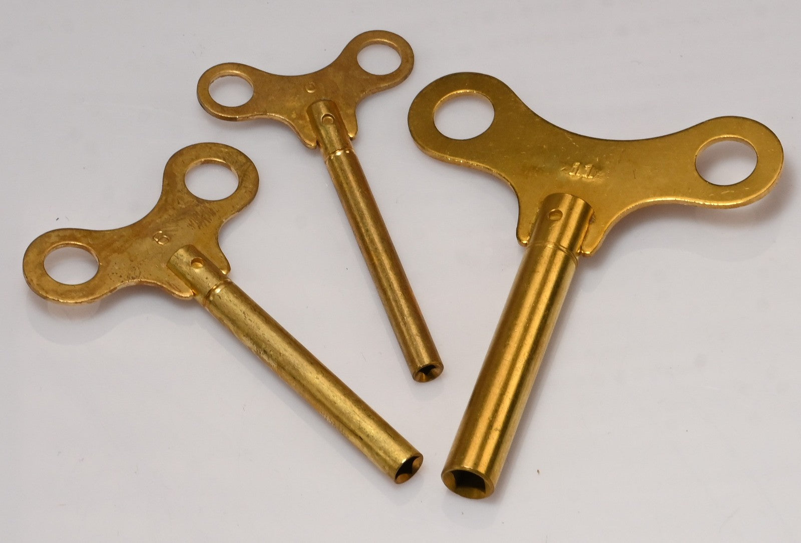 Long Shank Brass Clock Winding Crank Key - Longcase Grandfather - Size 00 to 12