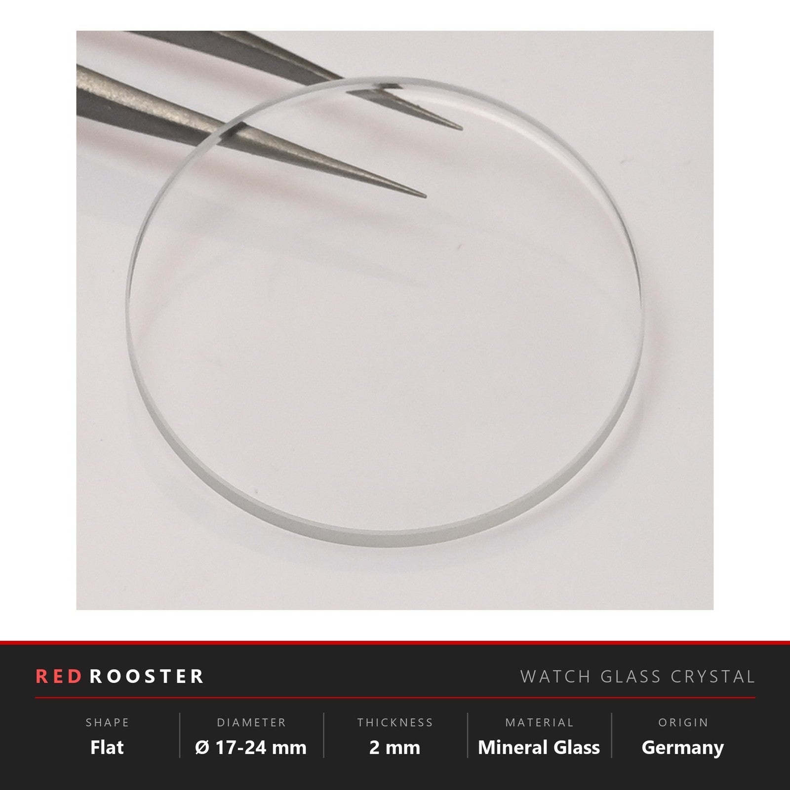 Small Diameter Watch Glass Crystal Flat Mineral 2mm Thick 17mm-24mm Replacement