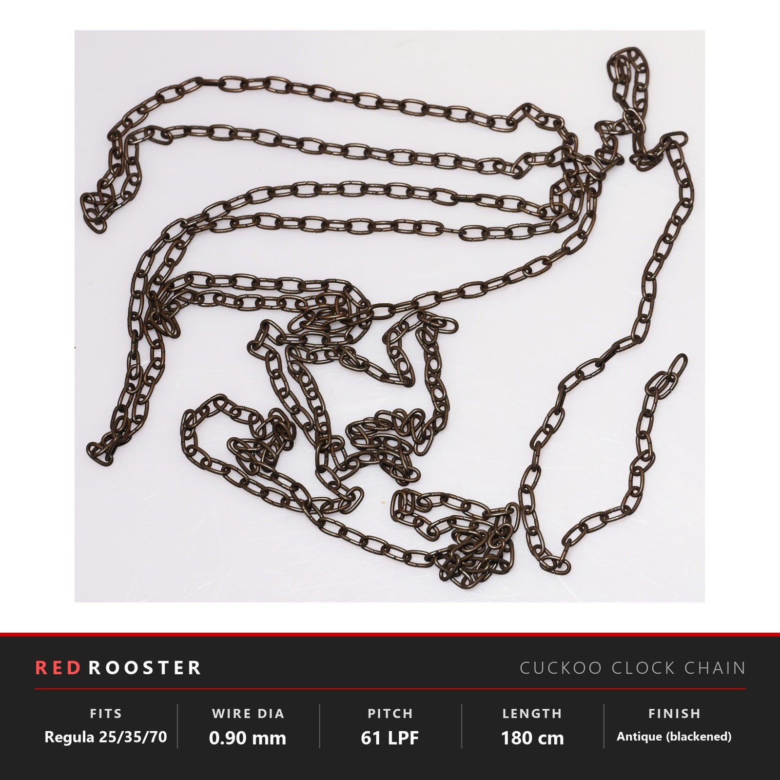 Cuckoo Clock Chain 0.90mm 61 LPF 180cm for Regula 25 35 70 1-Day Antique Finish