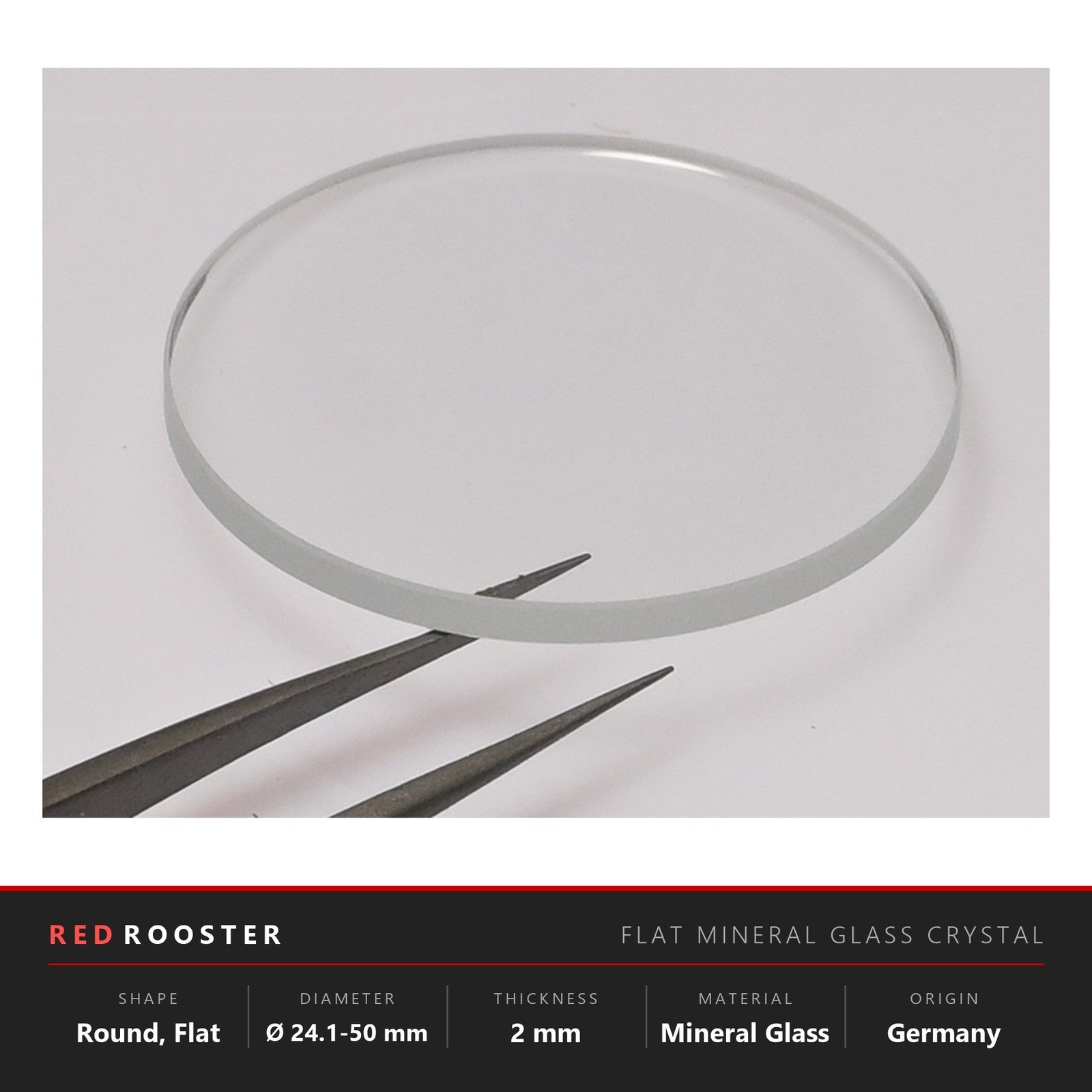 Watch Glass Crystal Flat Mineral 2mm Round 24.1-50mm Select Size Replacement