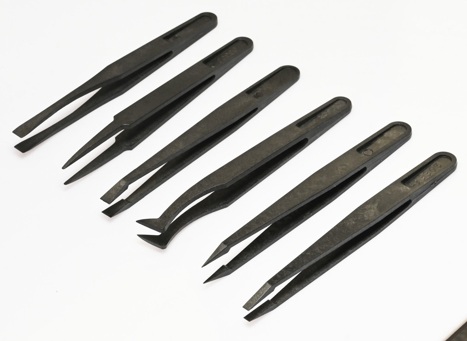 6x Carbon Fibre ESD Anti Static Tweezers Set Mixed Tips Watchmaker Electronics